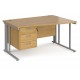 Maestro Cable Managed Leg Wave Desk with Three Drawer Pedestal